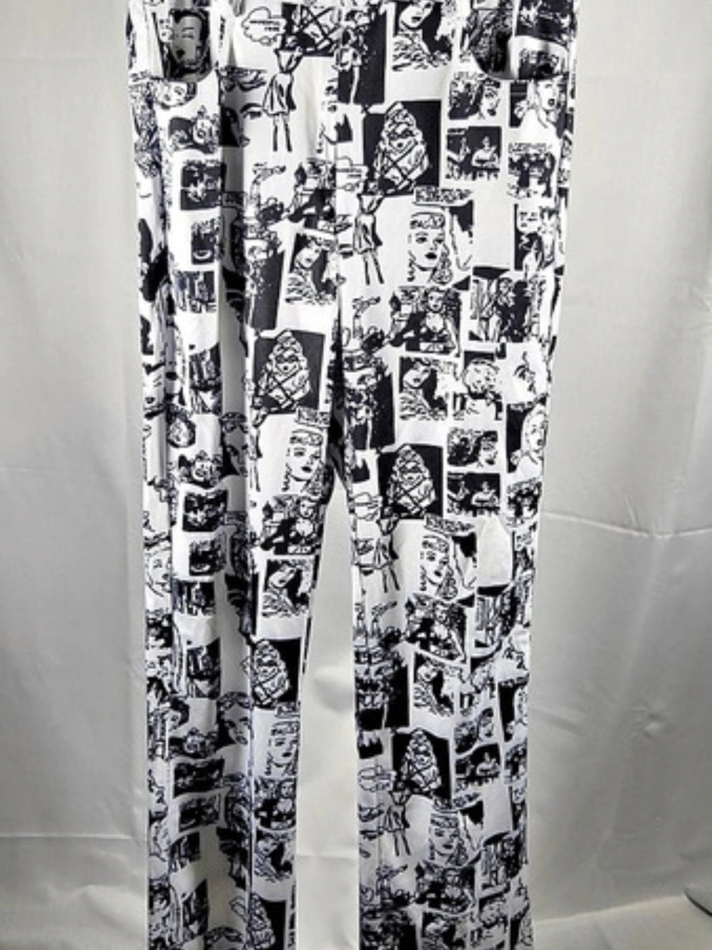 Colorful/Natalie Abstract Wide Leg Pants in White & Black Size Small